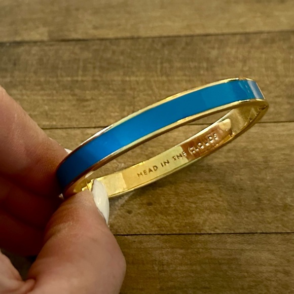 kate spade Jewelry - Kate Spade Blue Enamel “Head in the Clouds” Hinged Bangle Bracelet